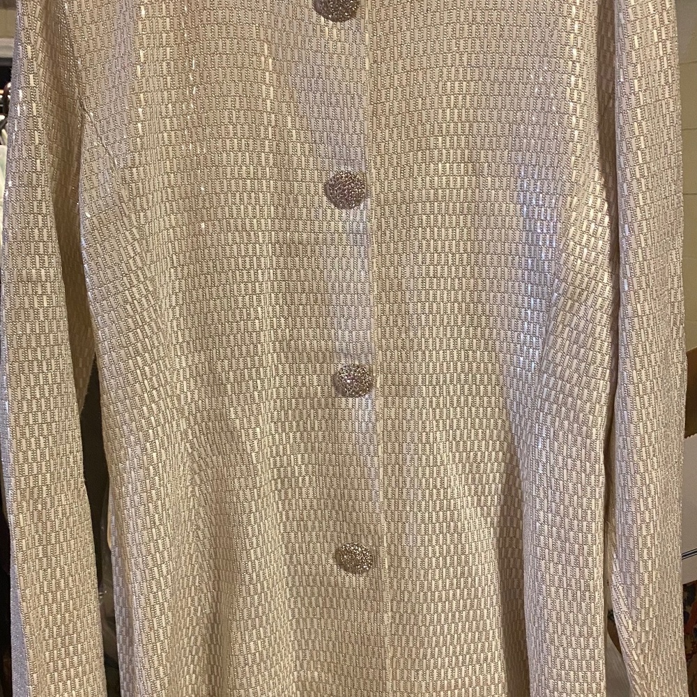 St John Evening By Marie Gray Elegant White Sparkly 2 Pieces $1850 originally